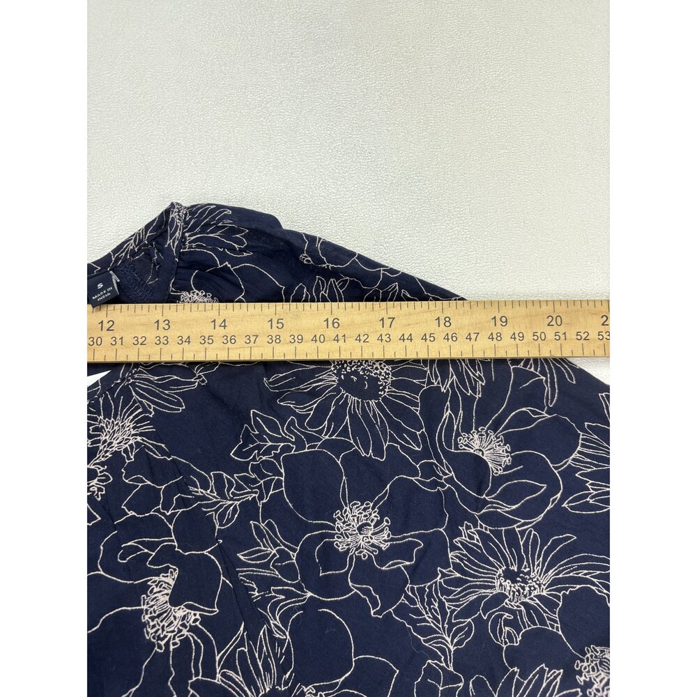Gap Floral Midi Dress Size S Ruffle Hem Tie Waist Navy - Picture 9 of 12